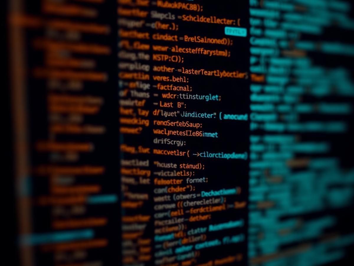 Macro shot of source code on screen
